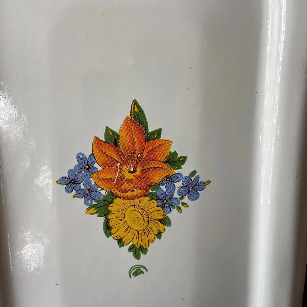 Vintage Russia Metal Enamelware refrigerator Box Lid